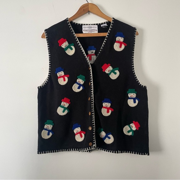 Vintage Marisa Christina Christmas Collection 2000 Snowman Grandma Vest Medium - Picture 1 of 4